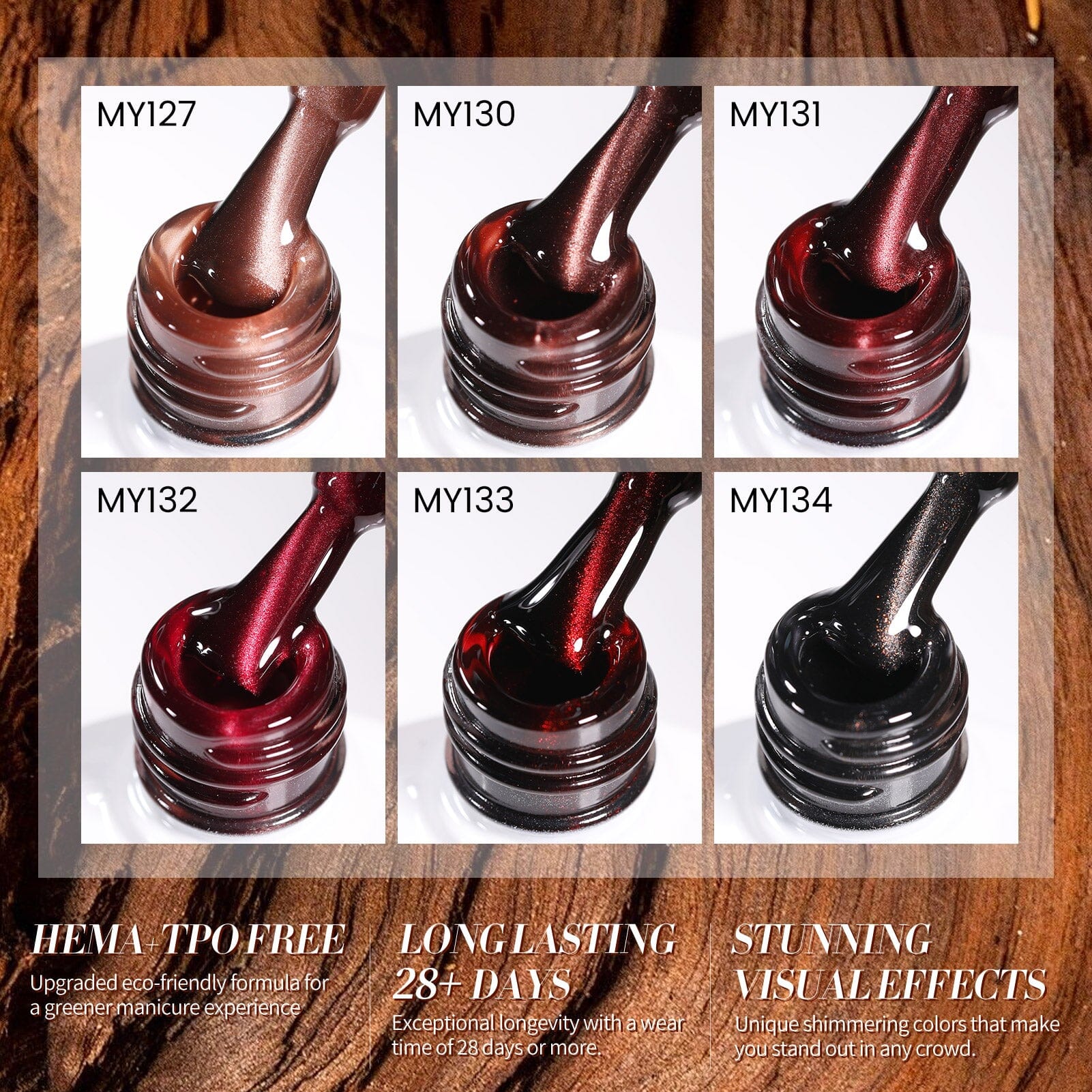 6 Colors HEMA/TPO FREE Glass Cat Magnetic Gel M17 Ebony Rose 7ml Gel Nail Polish BORN PRETTY 