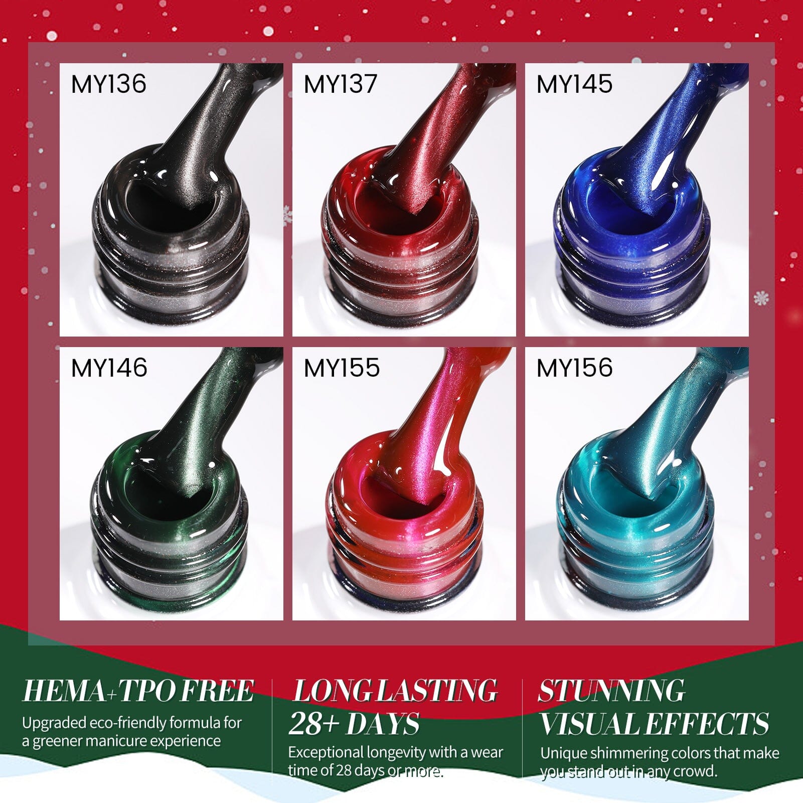 6 Colors HEMA/TPO FREE Glass Bead Cat Magnetic Gel M18 Scarlet Carol 7ml Gel Nail Polish BORN PRETTY 