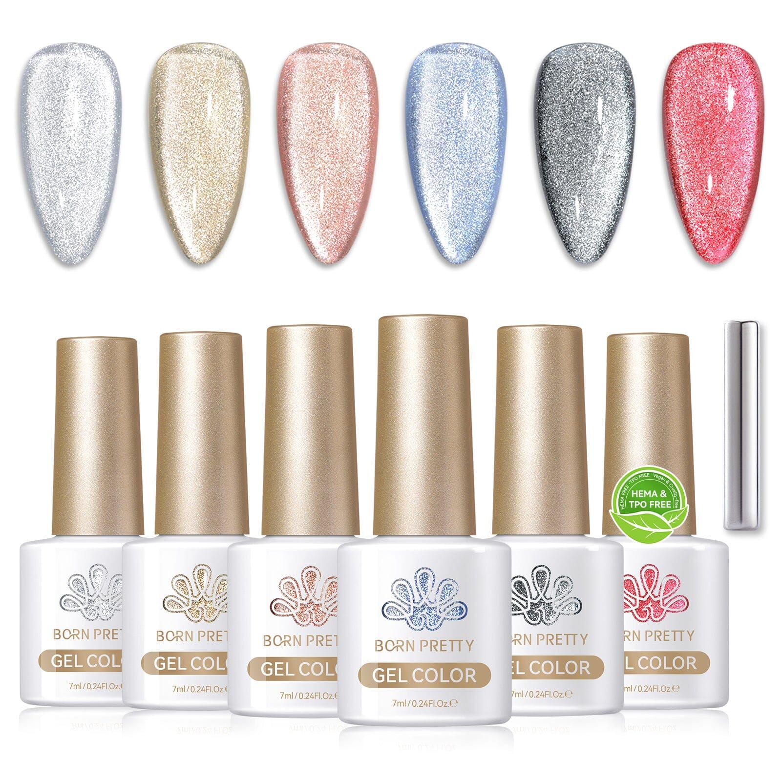 6 Colors HEMA/TPO FREE Crystal Cat Magnetic Gel M19 Winter's Whisper 7ml Gel Nail Polish BORN PRETTY 