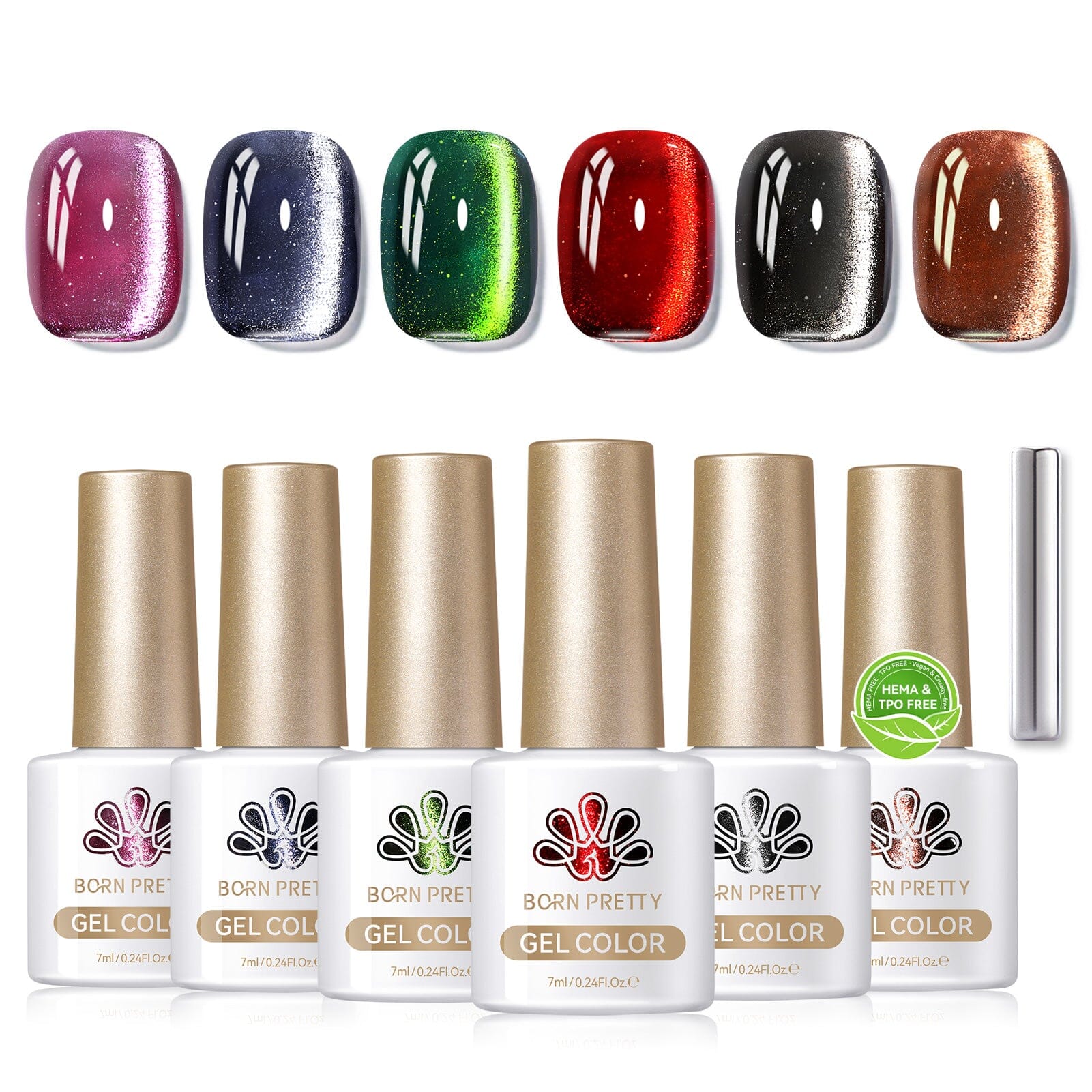 6 Colors HEMA/TPO FREE Crystal Cat Magnetic Gel M20 Frosty Ode 7ml Gel Nail Polish BORN PRETTY 
