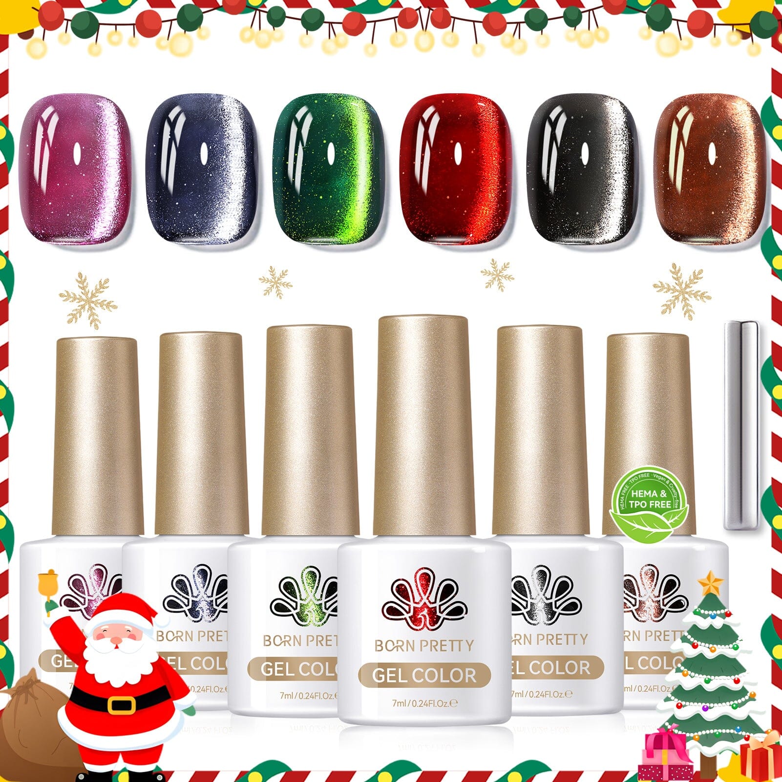 6 Colors HEMA/TPO FREE Crystal Cat Magnetic Gel M20 Frosty Ode 7ml Gel Nail Polish BORN PRETTY 