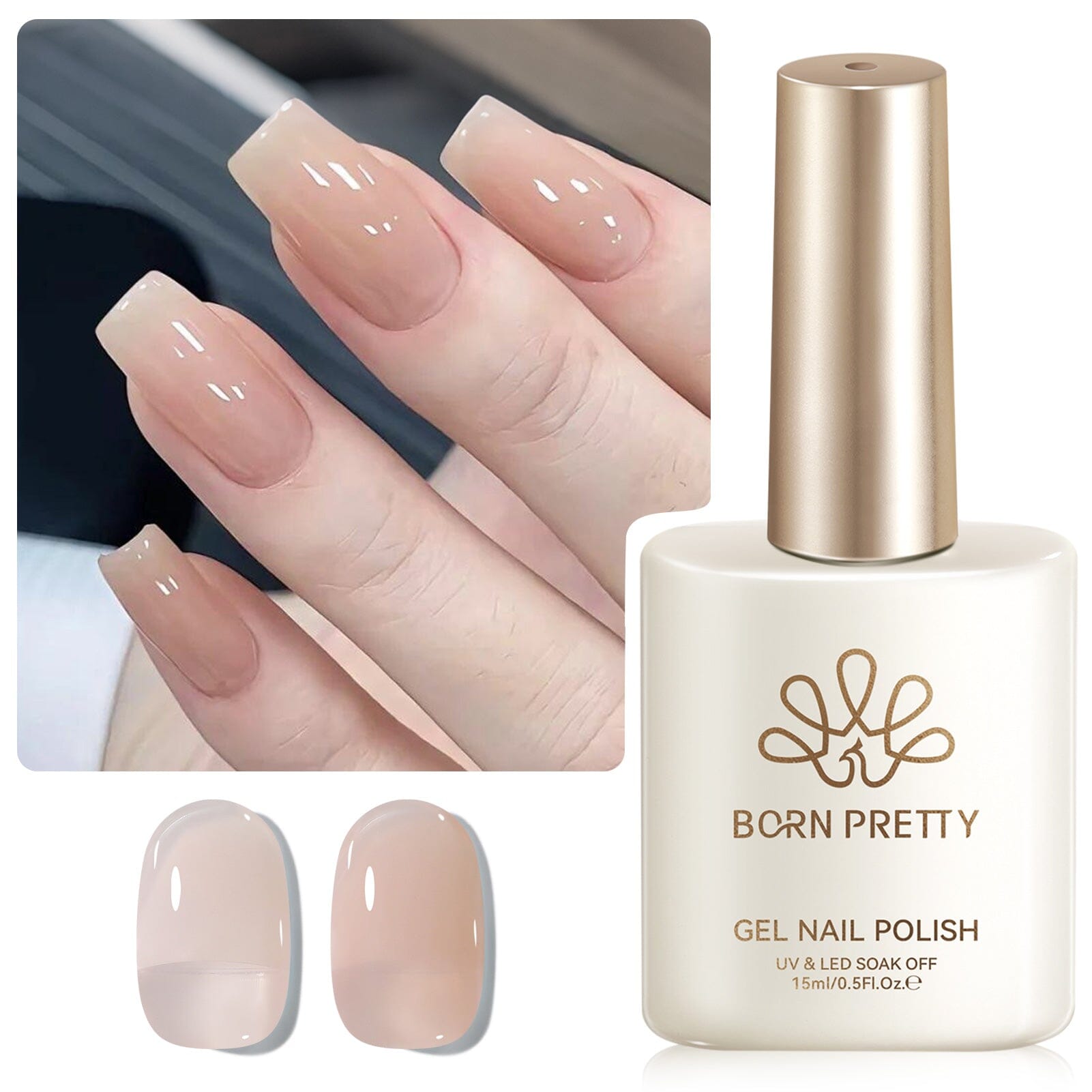 Jelly Gel Polish TS13 Almond Glow 15ml HEMA/TPO FREE Gel Nail Polish BORN PRETTY 