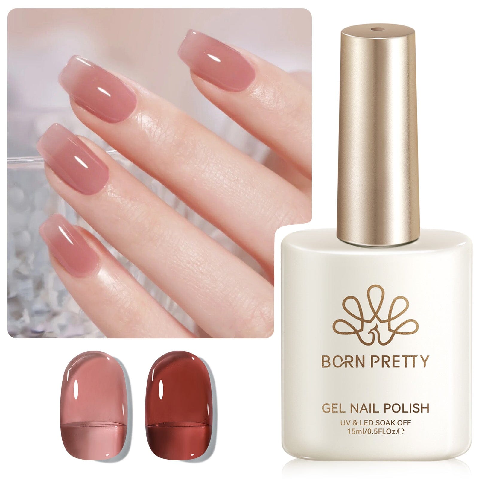 Jelly Gel Polish TS26 Smoky Rose 15ml HEMA/TPO FREE Gel Nail Polish BORN PRETTY 