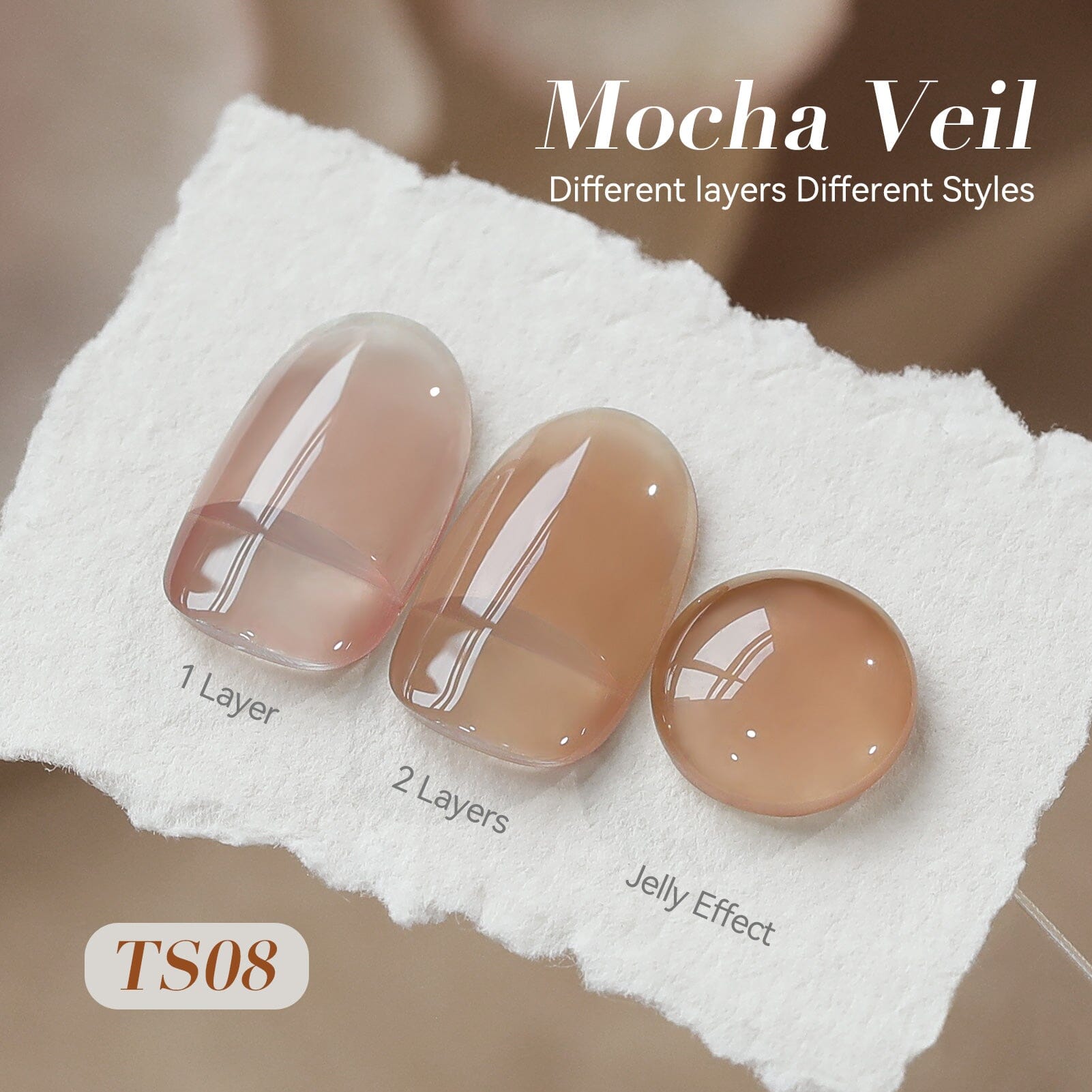 Jelly Gel Polish TS08 Mocha Veil 15ml HEMA/TPO FREE Gel Nail Polish BORN PRETTY 
