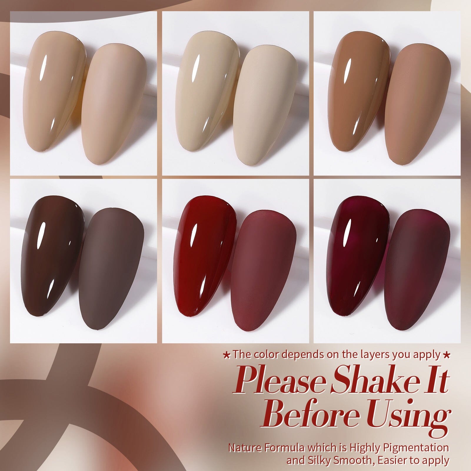 6 Colors HEMA/TPO FREE Gel Polish Set S21 Raw Cacao 7ml Gel Nail Polish BORN PRETTY 