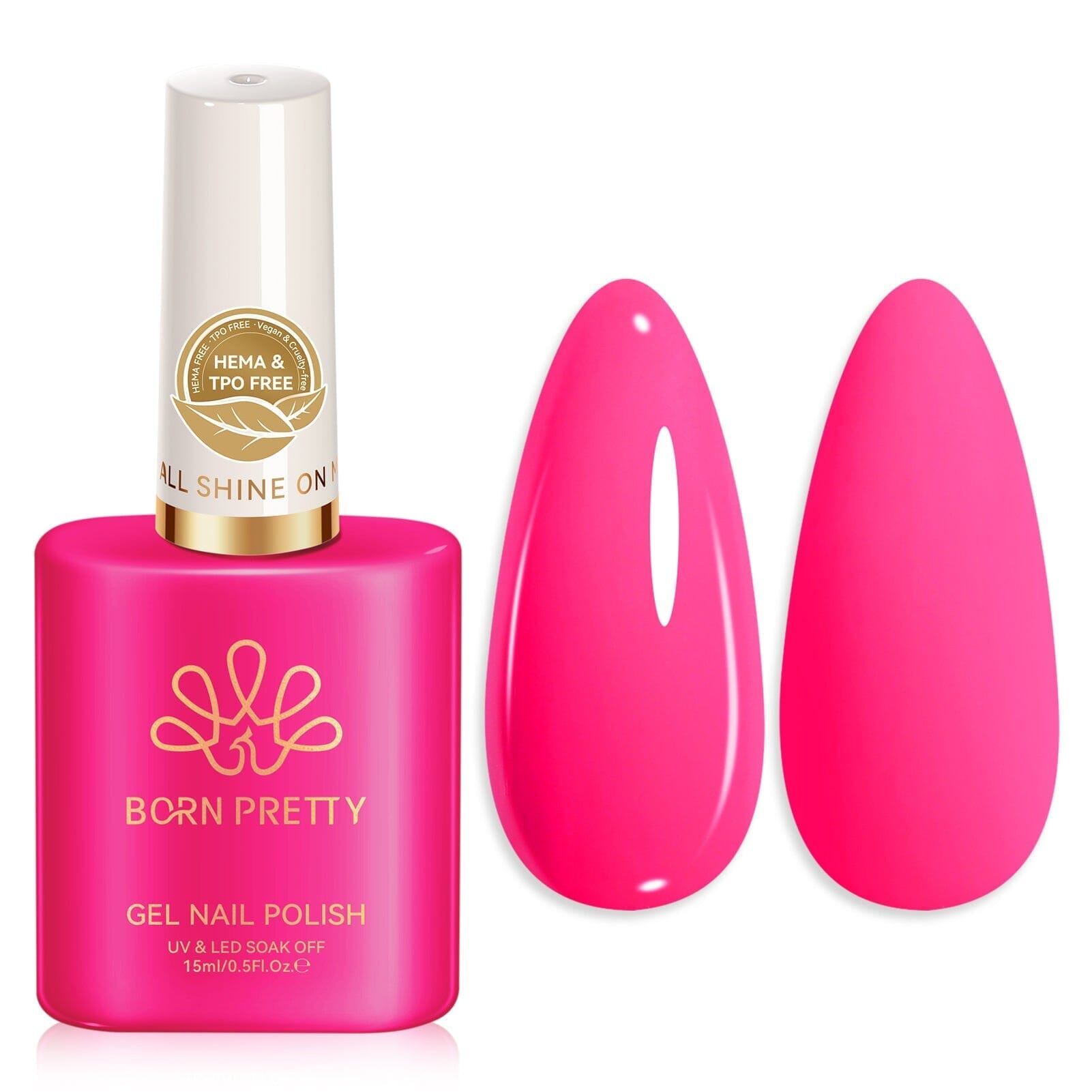 Color Nail Gel SJ19 Neon Rose 15ml HEMA/TPO FREE Gel Nail Polish BORN PRETTY 