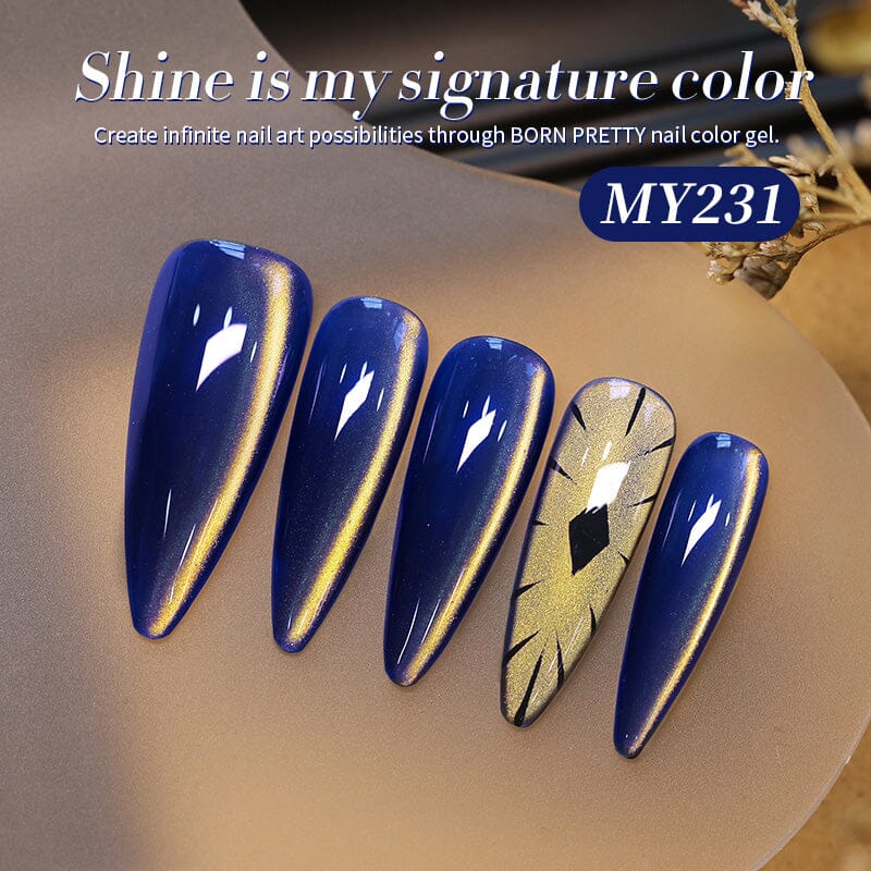 HEMA/TPO FREE Golden Shimmer Cat Magnetic Gel MY231 Sunset Gaze 10ml Gel Nail Polish BORN PRETTY 