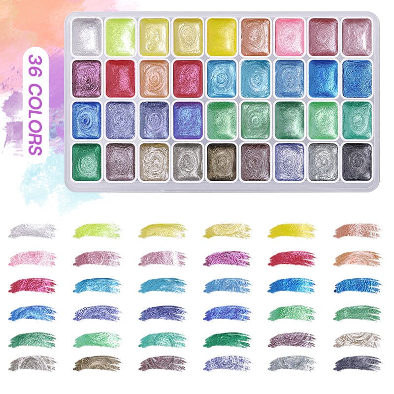 36 Colors Pearlescent Solid Watercolor Paint Nail Art No Brand 