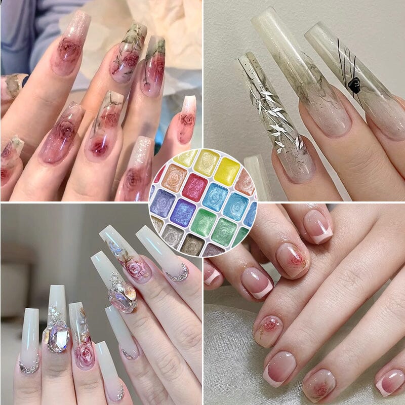 36 Colors Pearlescent Solid Watercolor Paint Nail Art No Brand 