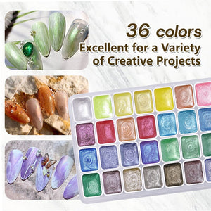 36 Colors Pearlescent Solid Watercolor Paint Nail Art No Brand 