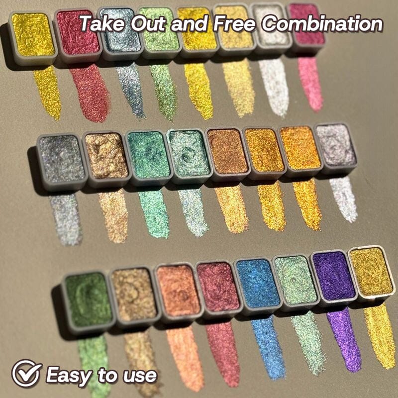 36 Colors Pearlescent Solid Watercolor Paint Nail Art No Brand 