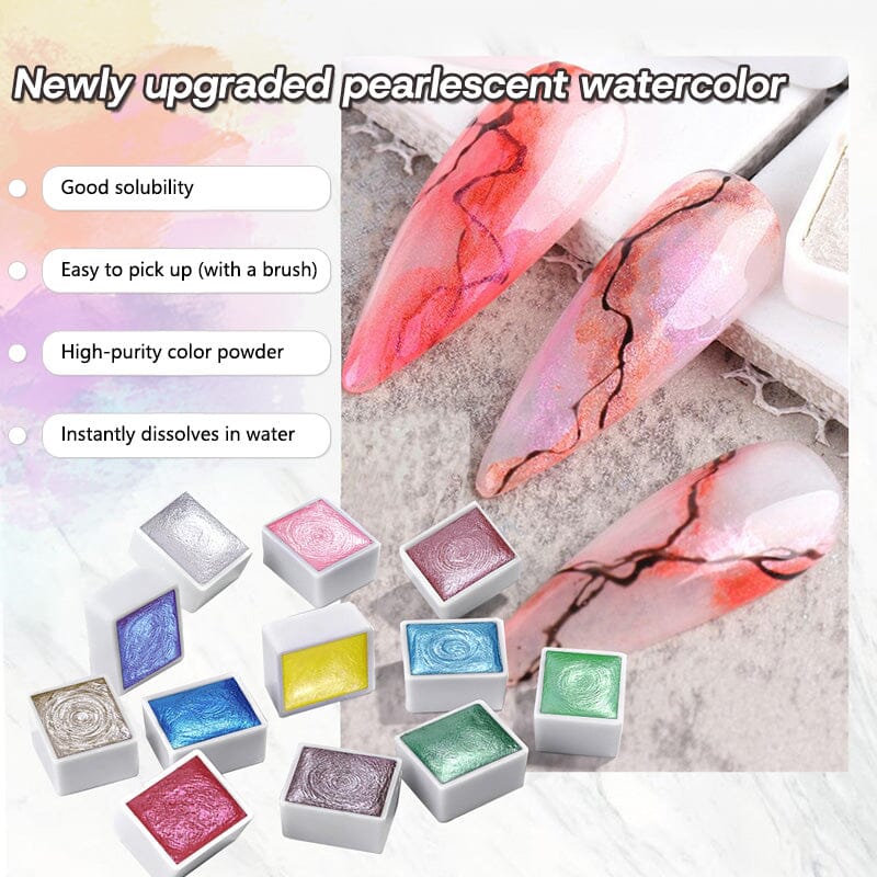 36 Colors Pearlescent Solid Watercolor Paint Nail Art No Brand 