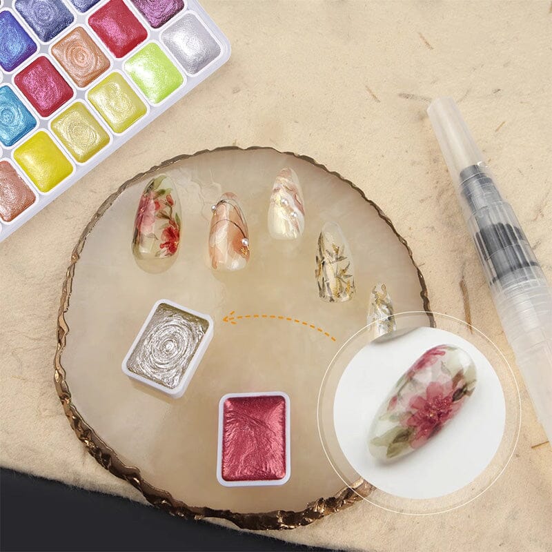 36 Colors Pearlescent Solid Watercolor Paint Nail Art No Brand 