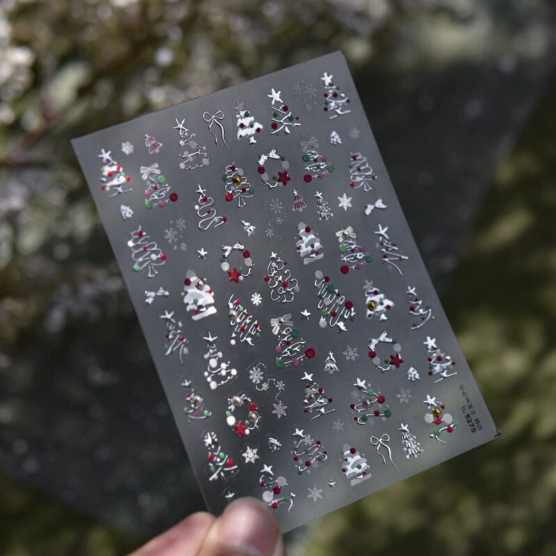 Christmas Metal 3D Nail Sticker TO-5275 Silver Nail Art No Brand 