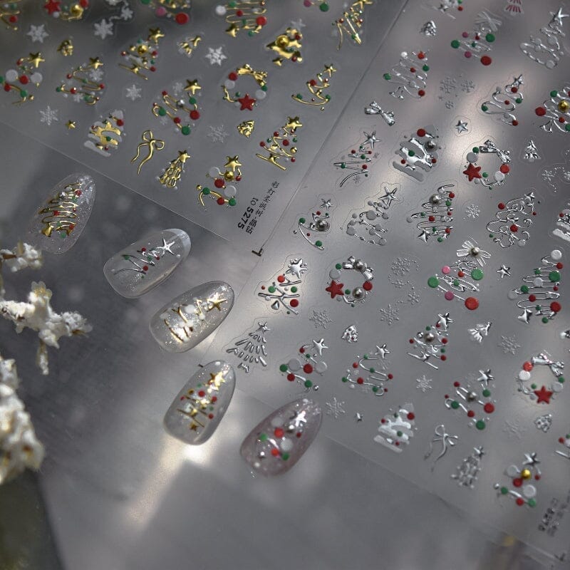 Christmas Metal 3D Nail Sticker TO-5275 Silver Nail Art No Brand 