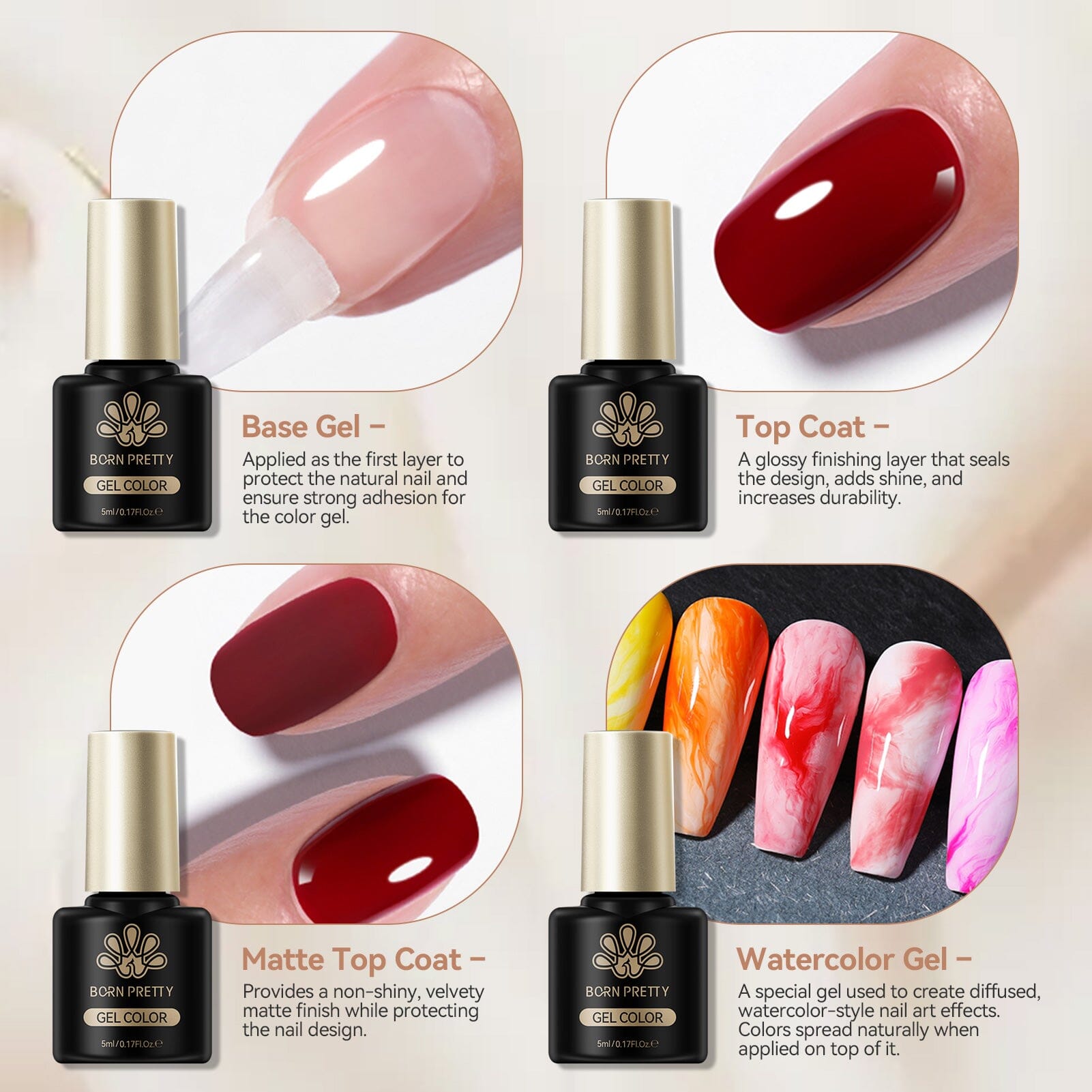 48 Colors Gel Set S31 Soft Dusk 5ml Gel Nail Polish BORN PRETTY 