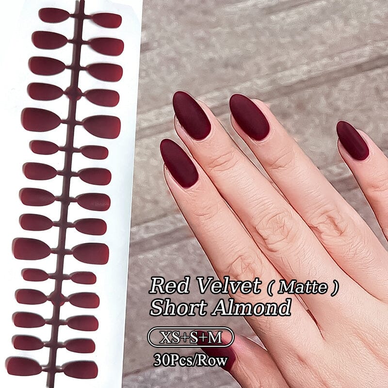 30pcs Red Matte Short Almond Press on Nails Nail Tips No Brand 