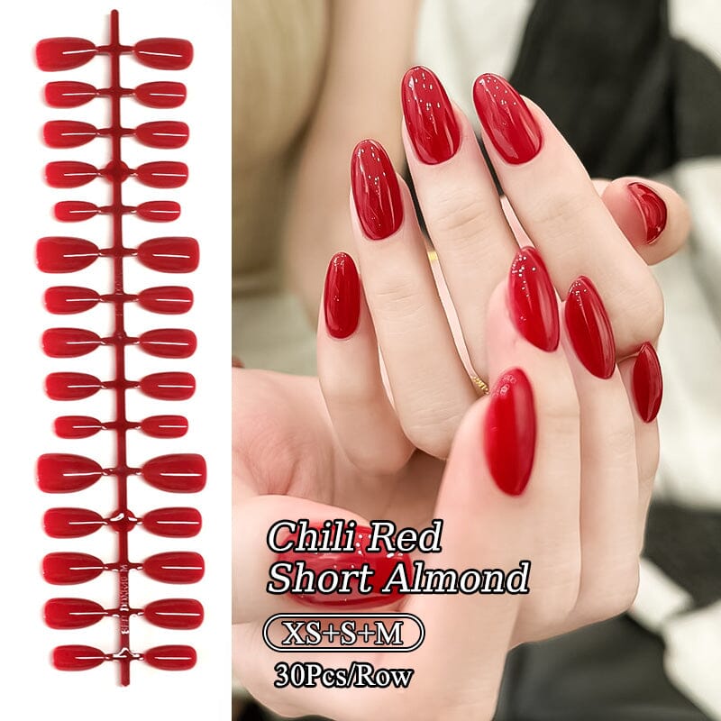 30pcs Chili Red Short Almond Press on Nails Nail Tips No Brand 