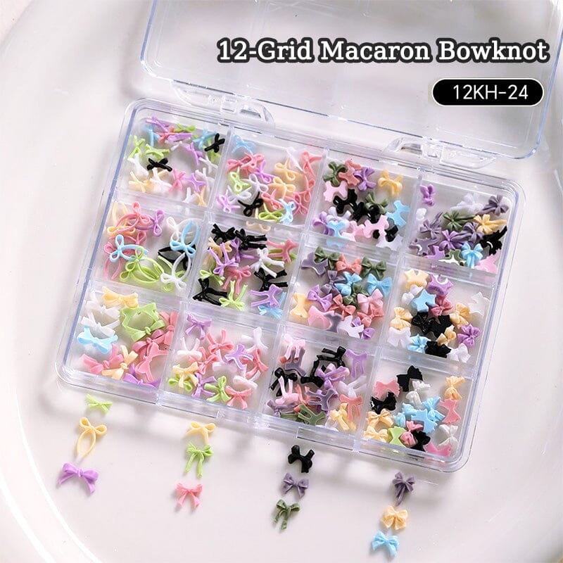 12 Grids Bowknot Nail Decorations Clearance No Brand 