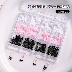 12 Grids Bowknot Nail Decorations Clearance No Brand 12KH-26 