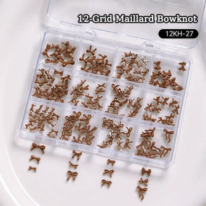 12 Grids Bowknot Nail Decorations Clearance No Brand 12KH-27 