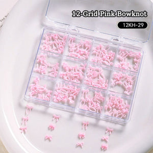 12 Grids Bowknot Nail Decorations Clearance No Brand 12KH-29 