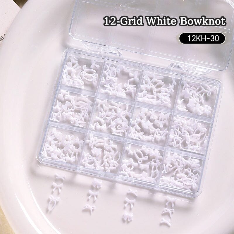 12 Grids Bowknot Nail Decorations Clearance No Brand 