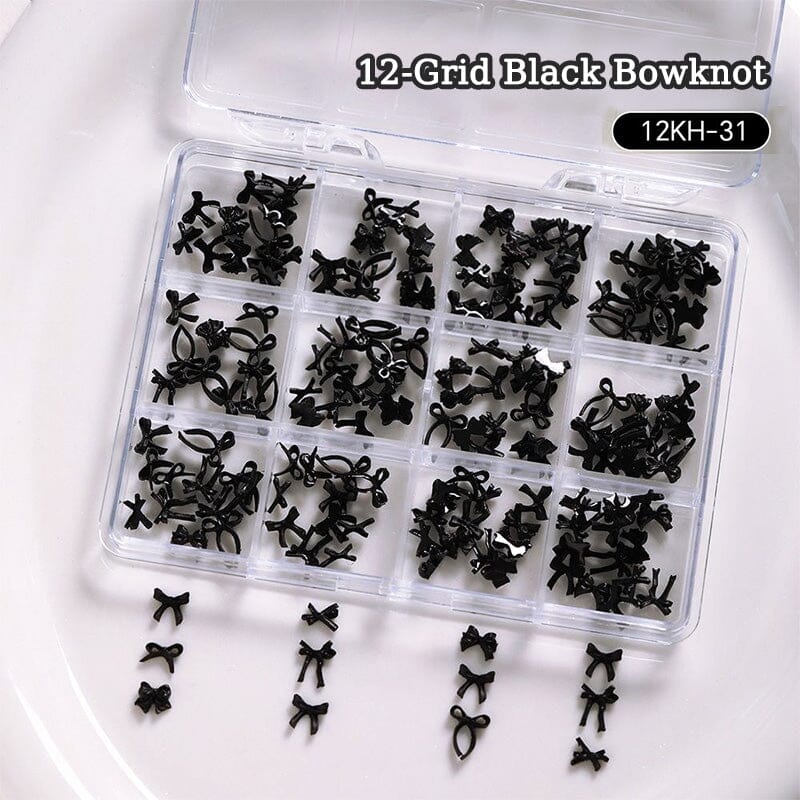 12 Grids Bowknot Nail Decorations Clearance No Brand 