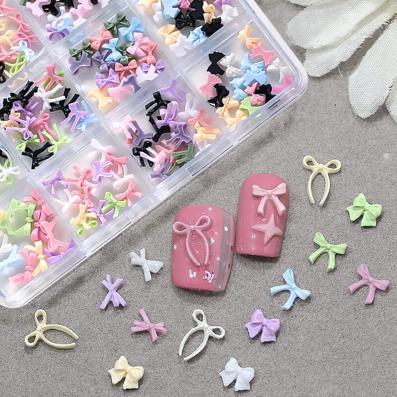12 Grids Bowknot Nail Decorations Clearance No Brand 