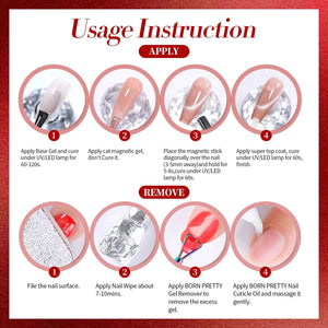 Cat Magnetic Gel MY377 Hot Ruby 15ml HEMA/TPO FREE Gel Nail Polish BORN PRETTY 