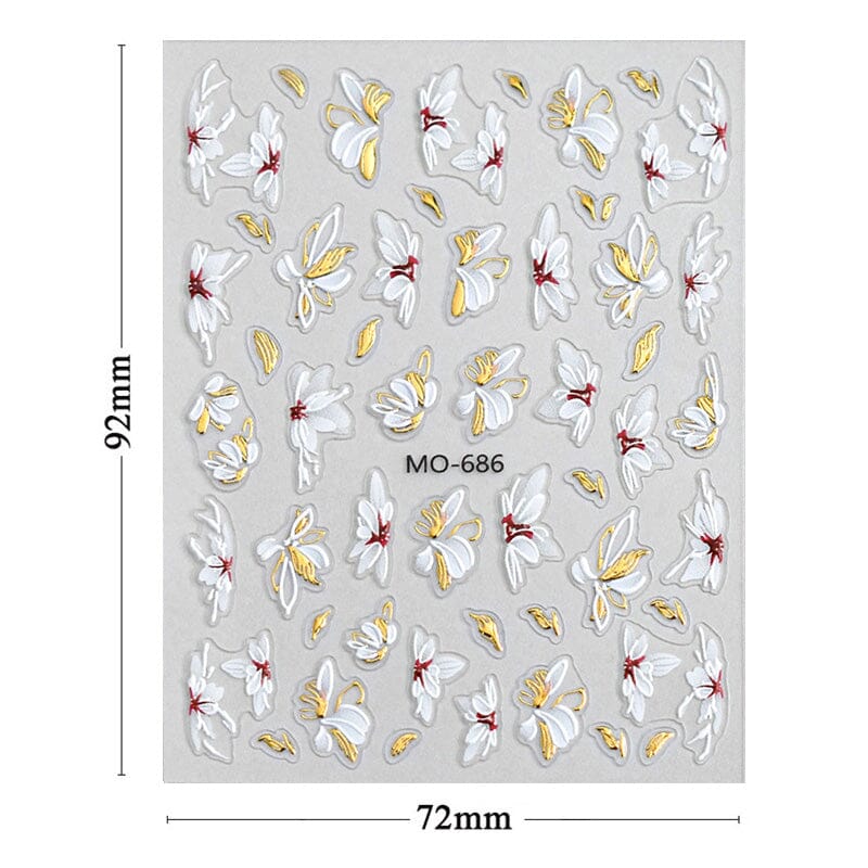 Embossed Floral 3D Nail Stickers Clearance No Brand 
