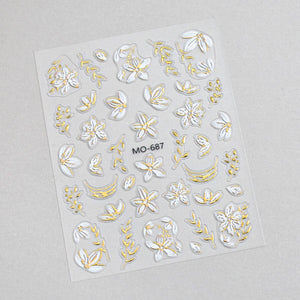 Embossed Floral 3D Nail Stickers Clearance No Brand 
