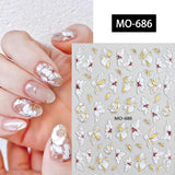 Embossed Floral 3D Nail Stickers Clearance No Brand MO686 