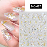 Embossed Floral 3D Nail Stickers Clearance No Brand MO687 