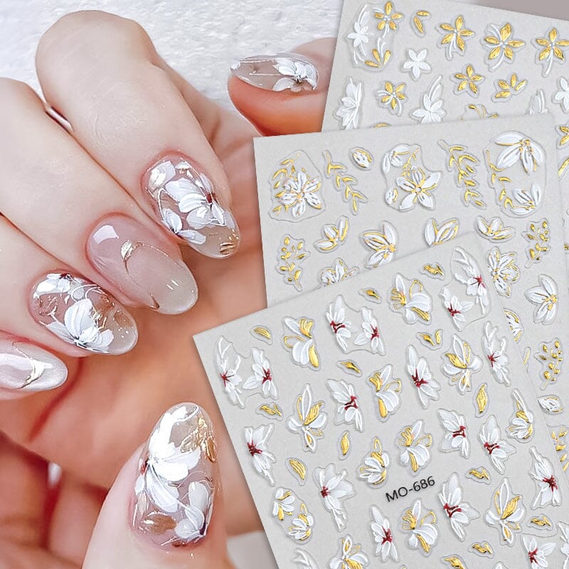 Embossed Floral 3D Nail Stickers Clearance No Brand 