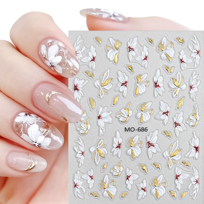 Embossed Floral 3D Nail Stickers Clearance No Brand 