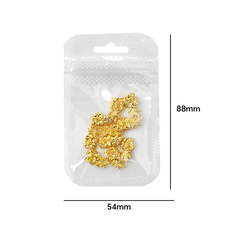 10pcs French Nails Gold Flowers Nail Decorations Clearance No Brand 