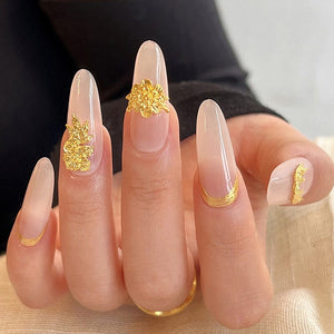 10pcs French Nails Gold Flowers Nail Decorations Clearance No Brand 