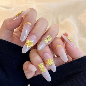 10pcs French Nails Gold Flowers Nail Decorations Clearance No Brand 