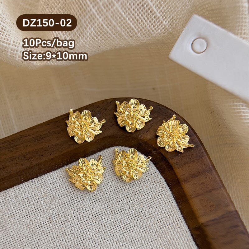 10pcs French Nails Gold Flowers Nail Decorations Clearance No Brand DZ150-02 