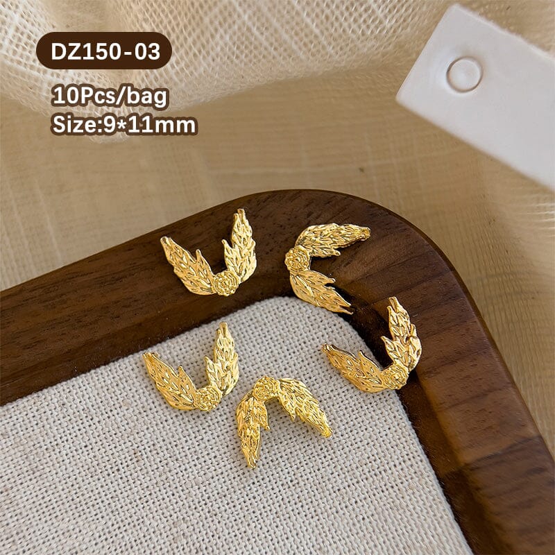 10pcs French Nails Gold Flowers Nail Decorations Clearance No Brand DZ150-03 