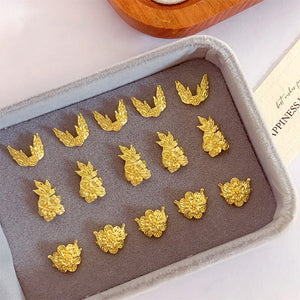 10pcs French Nails Gold Flowers Nail Decorations Clearance No Brand 