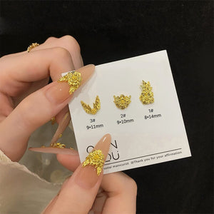 10pcs French Nails Gold Flowers Nail Decorations Clearance No Brand 