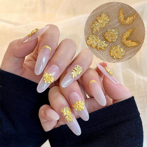 10pcs French Nails Gold Flowers Nail Decorations Clearance No Brand 