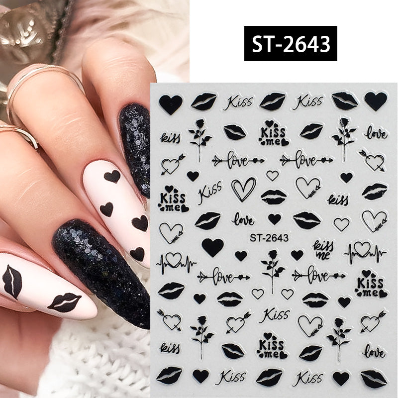 Heart 3D Nail Sticker ST-2643 Black