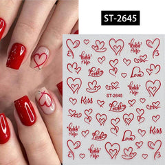 Heart 3D Nail Sticker ST-2645 Red Nail Art No Brand 