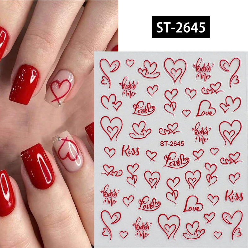 Heart 3D Nail Sticker ST-2645 Red