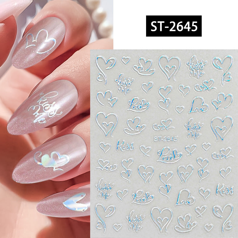Heart 3D Nail Sticker ST-2645 Silver