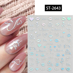 Heart 3D Nail Sticker ST-2643 Silver Nail Art No Brand 