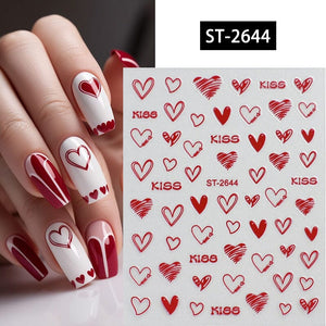 Heart 3D Nail Sticker ST-2644 Red Nail Art No Brand 